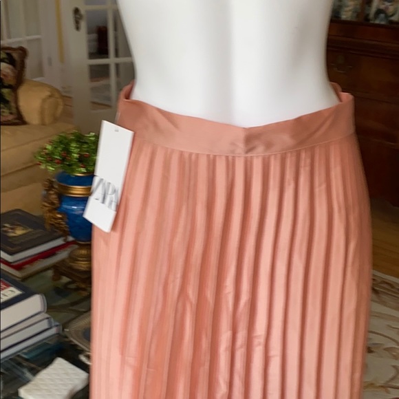 Zara salmon colored crystal pleated skirt - Picture 5 of 9